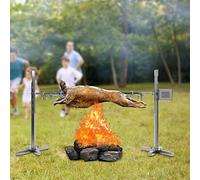 Lame en acier inoxydable pour four à barbecue, moteur, tournebroche électrique pour poulet et viande, camping et jardin, hauteur réglable, cadeau pour les fans de barbecue, argent
