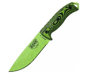 Lame ESEE-5 vert venin, manche 3D en G-10 vert néon/noir, étui en kydex noir 5PVG-007