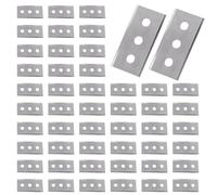 Lame Grattoir Vitre, 43mm, 100 Pièces Grattoir Double Face en Acier Inoxydabl, Lames de Trois Trous pour Plaque de Cuisson Vitrocéramique, Métal Lames de Rechange, pour nettoyage cuisine maison