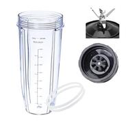 Lame Mâle De Remplacement À 7 Ailettes Et Tasse De Mélangeur De 32oz, Compatible Avec Nutri Ninja, Mélangeur [lame Mâle À 7 Ailerons De 4 Pouces], Accessoires De Cuisine