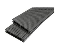 Lame terrasse bois composite alvéolaire Dual Gris anthracite, ep.25mm, l.14 cm, L.360 cm