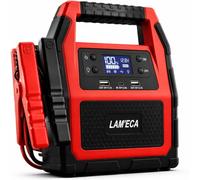 LAM'ECA Booster de Batterie 12V/24V Spécial Poids Lourds Lithium Polymère, Voitures, SUV, Camping-Cars, Camions, avec Pinces, Écran LCD, Ports USB, 600A-1500A, Garantie 2ans