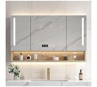 LAMEDOAT Armoire de Salle de Bain rectangulaire éclairée par LED avec Miroir, Armoire de Salle de Bain avec lumières et Organisateur de Rangement Anti-buée (Couleur : Beige, Taille : 120 cm)
