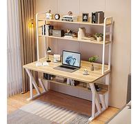 LAMEDOAT Bureau d'ordinateur Moderne avec étagères de Rangement et bibliothèque, Bureau d'étudiant, Poste de Travail Personnel (119,4 cm, Naturel)