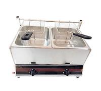 LAMEDOAT Friteuse à gaz 22 L en Acier Inoxydable, Double réservoir, 2 paniers, réglage Manuel de la température pour Restaurant Commercial, équipement de Cuisine à Domicile