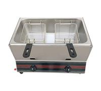 LAMEDOAT Friteuse à gaz 22 L en Acier Inoxydable, Double réservoir, 2 paniers, réglage Manuel de la température pour Restaurant Commercial, équipement de Cuisine à Domicile