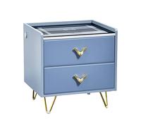 LAMEDOAT Table de Chevet Intelligente à LED, Table de Chevet Intelligente pour Chambre à Coucher, avec Chargement sans Fil, lumière LCD et USB, pour Chambre et Salon (Bleu)