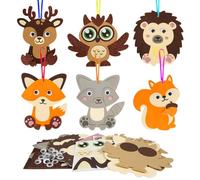 LAMEK 12 Pcs Bricolage Automne Animal Créations Artisanales Créatifs Automne Renard Cerf Hiboux Hérisson Loisirs Créatifs Enfants Fête Jeux Décoration Suspendue Cadeau Anniversaire pour 3-12 ans