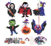 LAMEK 12pcs Halloween DIY Poke Art Kit EVA Poke-in Fantôme Chauve-Souris Sorcière Activité Manuelle Loisir Créatif pour Fille Garçon Idée Cadeau Fête Anniversaire Carnaval