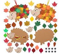 LAMEK 12Pcs Kit d'Artisanat Hérisson Enfant, Bricolage d'Automne en Mousse, Décoration Pendentif d'Automne Loisir Créatif Feuille d'Érable pour Craft DIY Activité Manuelle Ornement Party Fête