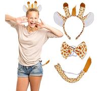 LAMEK 3pcs Costume Girafe Enfant, Costume Girafe Femme, Déguisement Animal, pour Enfant Adulte Carnaval Halloween Mascarade Anniversaire