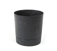 LAMELA Bac À Plantes avec Soucoupe Intégrée, Largeur 17,5 cm - 2,5L - Pot De Fleur Noir Aspect Béton pour Intérieur & Extérieur - Résistant Aux Intempéries & Facile À Entretenir