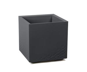LAMELA Bac à Plantes sur roulettes 40 cm, 36 L - Pot de Fleurs en Plastique Effet béton - Cache-Pot avec Drainage - Intérieur & extérieur - Résistant aux intempéries et Facile d’Entretien, Anthracite