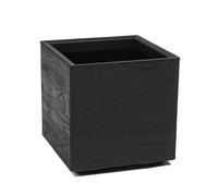 LAMELA Bac à Plantes sur roulettes 40 cm, 36 L - Pot de Fleurs en Plastique Effet Bois - Cache-Pot avec Drainage - Intérieur & extérieur - Résistant aux intempéries et Facile d’Entretien, Noir