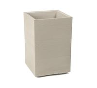 LAMELA Bac à Plantes sur roulettes Hauteur 60 cm, 36 L - Pot de Fleurs en Plastique Effet Bois - Cache-Pot avec Drainage - Résistant aux intempéries et Facile d’Entretien, Beige