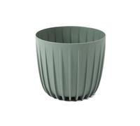 LAMELA Cache-Pot Rainuré en Plastique - Ø 13 x H 11 cm, 1 L - Léger et Robuste - Résistant et Facile d'entretien - Intérieur et Extérieur - Vert-Gris