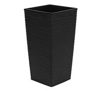 Lamela Haut 75 cm Pot de Fleur en Plastique Finezja sculpté, en Noir