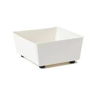 LAMELA Jardinière Carrée avec Pieds Élégants - Bac À Fleurs Crème en Plastique Robuste 28,5 x 28,5 cm, 7,5L - Résistant Aux Intempéries & Facile À Entretenir - pour Intérieur & Extérieur