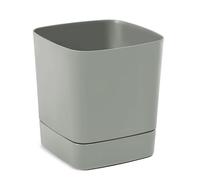 LAMELA Pot Carré avec Soucoupe Intégrée - 25 x 25 cm x 27,5 cm, 8 L - Plastique léger et résistant - Intérieur et extérieur - Gris-Vert
