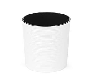 LAMELA Pot de Fleur Plastique Ø 30 cm - Bac Inclus 12,5 L Strié - Blanc