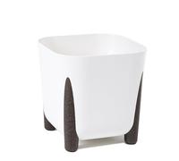 LAMELA Pot de Fleurs avec Drainage 21 cm, 6L - Pot sur Pieds Stylés - Plastique Intérieur et Extérieur, Blanc