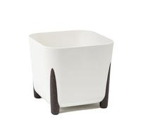 LAMELA Pot de Fleurs avec Drainage 21 cm, 6L - Pot sur Pieds Stylés - Plastique Intérieur et Extérieur, Crème