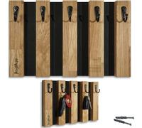 Lamelle porte-clés Portemanteau bois, chêne, crochet, patère, crochet mural, inox, portemanteau mural, panneau de vestiaire, pour hall, chambre d'enfant, chambre à coucher 30cm