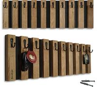 Lamelle porte-clés Portemanteau bois, chêne, crochet, patère, crochet mural, inox, portemanteau mural, panneau de vestiaire, pour hall, chambre d'enfant, chambre à coucher 60cm