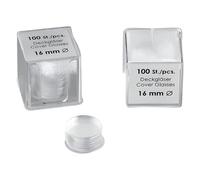 Lamelles couvre-objets Marienfeld® n° 1.5H, 15 mm Ø, 100 pièces/boîte à douilles