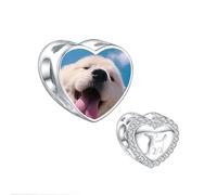 LaMenars 925 Argent Sterling Personnalisé Chiot Photo Charme Convient Pour Les Bracelets Et Colliers De Dames Diy Bijoux Perles