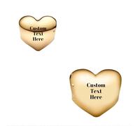 LaMenars 925 Charme D'Argent Sterling Coeur D'Or Double Face Personnalisé Gravé Charme Fit Femmes Bracelet Collier Cadeau Pour Les Femmes