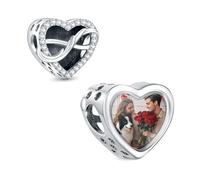 LaMenars Amour Infini Charme 925 Argent Sterling Personnalisé CœUr Image Charmes Ajuster Bracelet Collier Cadeau Pour Ami De Famille
