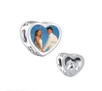 LaMenars Argent 925 Sterling Charm Personnalisé Main dans la main DIY Photo Charms Personnalisé Perles Cadeaux pour femmes Bracelets