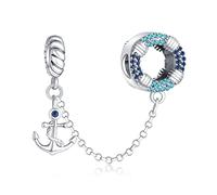 LaMenars Bateau sécurité chaîne Charme 925 Perles En Argent Sterling pour Bracelets Halloween Anniversaire Bijoux Cadeaux Femmes Filles