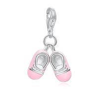 LaMenars bébé chaussures fermoir à breloques en argent 925 pour femmes pendentif coeur breloque adapté aux bracelets et colliers anniversaire cadeau de fête des mères