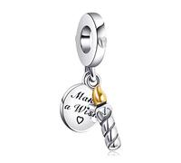 LaMenars Breloque d'anniversaire en argent sterling 925 pour bracelets et colliers de femme pour Noël, la Saint-Valentin, la fête des mères, cadeau pour filles, Argent