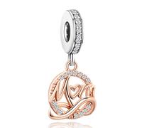LaMenars - Breloque de bracelet pour femme en forme de cœur en argent sterling, pour mères, pour anniversaire, Noël, Zircone cubique, Zircone cubique