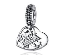 LaMenars Breloque en argent sterling 925 pour bracelets européens, breloques en forme de chiffre avec oxyde de zirconium 5A, cadeau de Noël, fête des mères, anniversaire pour femme, Argent