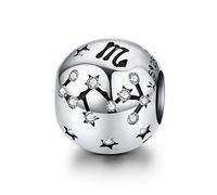 LaMenars Breloque Femme Argent Sterling 925 Charms et Perles avec 12 Constellations Charme Compatible pour Pandora & Européen Bracelet Collier (SCORPION (23 octobre - 21 novembre))