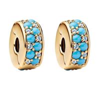 LaMenars Charme Breloque Aqua Blue Clips Argent Sterling 925 Femmes Charms et Perles avec 5A Zircone Compatible pour Européen Bracelets Collier saison des diplômes 2pcs / Set