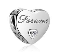 LaMenars Charme Breloque avec Coeur en Argent 925 Sterling Femmes Charms et Perles avec 5A Zircone Compatible pour Européen Bracelets Collier