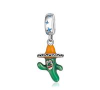 LaMenars Charme Breloque Glow in the dark Cactus Evil Argent Sterling 925 Femmes Charms et Perles avec 5A Zircone Compatible pour Européen Bracelets Collier saison des diplômes