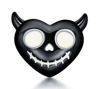 LaMenars Charme Breloque Glow-in-the-dark Devil Skull Black Heart Argent Sterling 925 Femmes Charms et Perles avec 5A Zircone Compatible pour Européen Bracelets Collier saison des diplômes