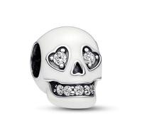 LaMenars Charme Breloque Glow-in-the-dark Sparkling Skull Argent Sterling 925 Femmes Charms et Perles avec 5A Zircone Compatible pour Européen Bracelets Collier saison des diplômes