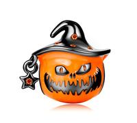 LaMenars Charme Breloque Halloween Evil Pumpkin Argent Sterling 925 Femmes Charms et Perles avec 5A Zircone Compatible pour Européen Bracelets Collier saison des diplômes