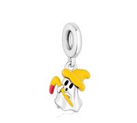 LaMenars Charme Breloque Halloween Yellow Ghost Pendant Argent Sterling 925 Femmes Charms et Perles avec 5A Zircone Compatible pour Européen Bracelets Collier saison des diplômes