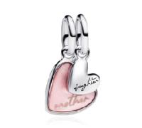 LaMenars Charme Breloque Splittable Mother & Daughter Dangle Argent Sterling 925 Femmes Charms et Perles avec 5A Zircone Compatible pour Européen Bracelets Collier