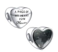 LaMenars Charme Personnalisé Image De CœUr 925 En Argent Un Morceau De Mon CœUr Est Dans Le Ciel Charmes Bracelet Femmes Collier Cadeau Pour Les Femmes