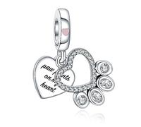 LaMenars Dog claw love Charm for 925 Sterling Silver Bracelet et collier femme en argent sterling Noël pendentif Saint Valentin fête des mères cadeau pour fille