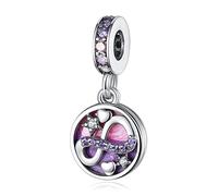 LaMenars Famille et Amour coeur breloque pour femmes en argent Sterling 925 pendentif perle cadeaux de noël pour femmes fille Bracelet et collier (M-Amour Infini)